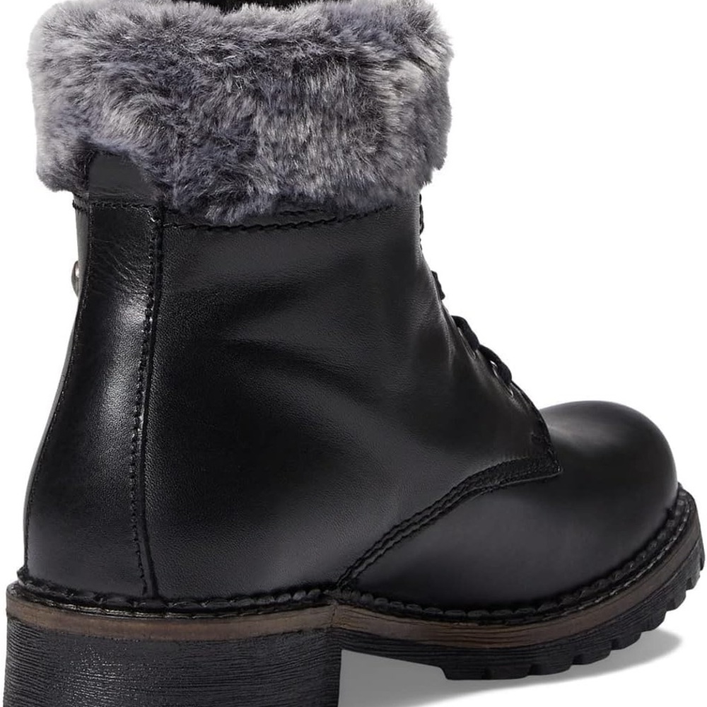 Pajar Black Leather Fur-Trimmed Boots